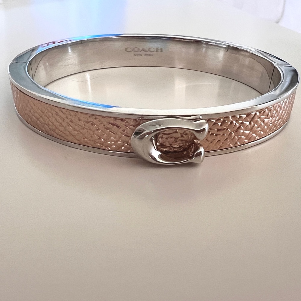 Coach bracelet bangle with rose gold pink